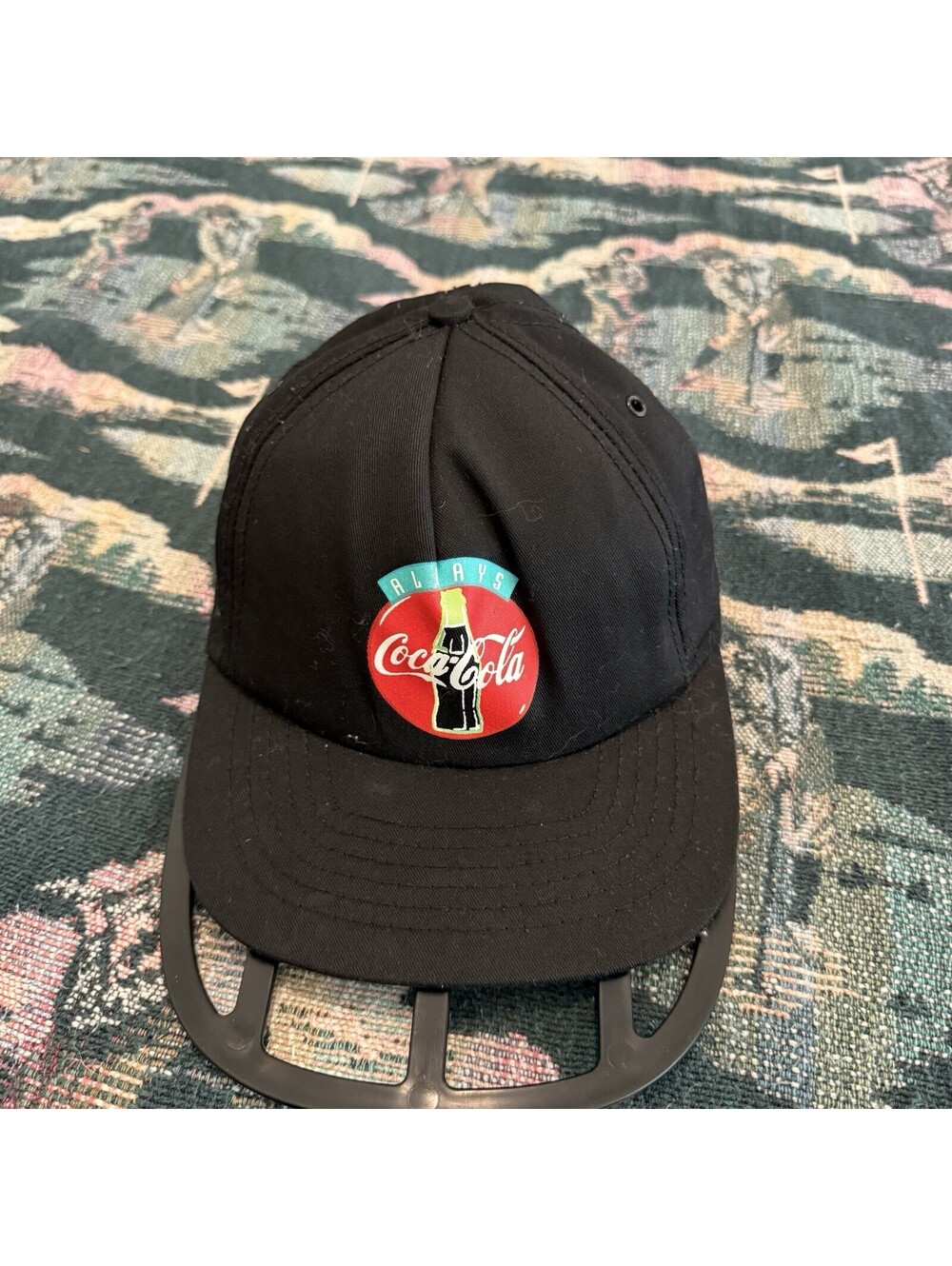 Vintage 80s/90s RARE Coca Cola Coke SnapBack Hat Cap USA Trucker Black OSFM